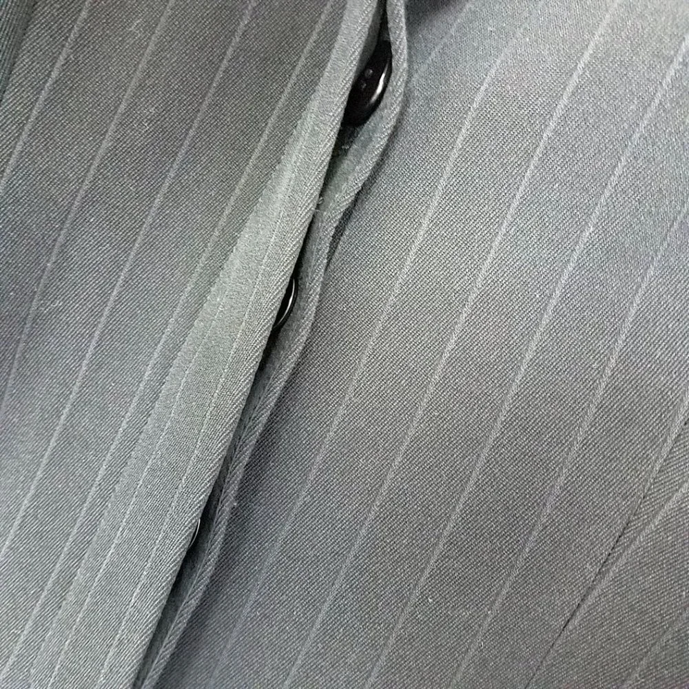 Giorgio Armani Size 14 Navy Blue Pin Lama Wool Blend Blazer Suit Coat Jacket - Picture 5 of 16